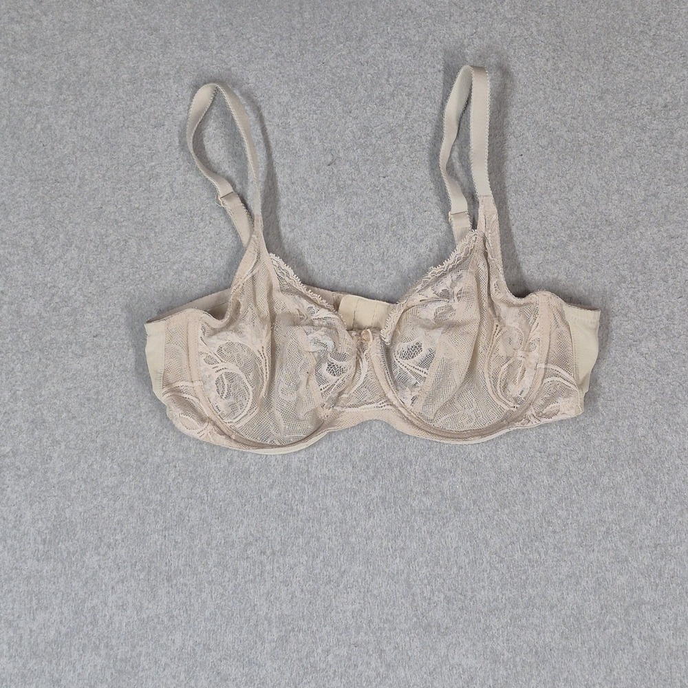 Wacoal Women Bra 36C Beige Floral Balconette Sheer Underwired Lace Strap